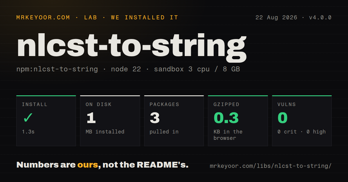 Lab card: what happened when we installed nlcst-to-string
