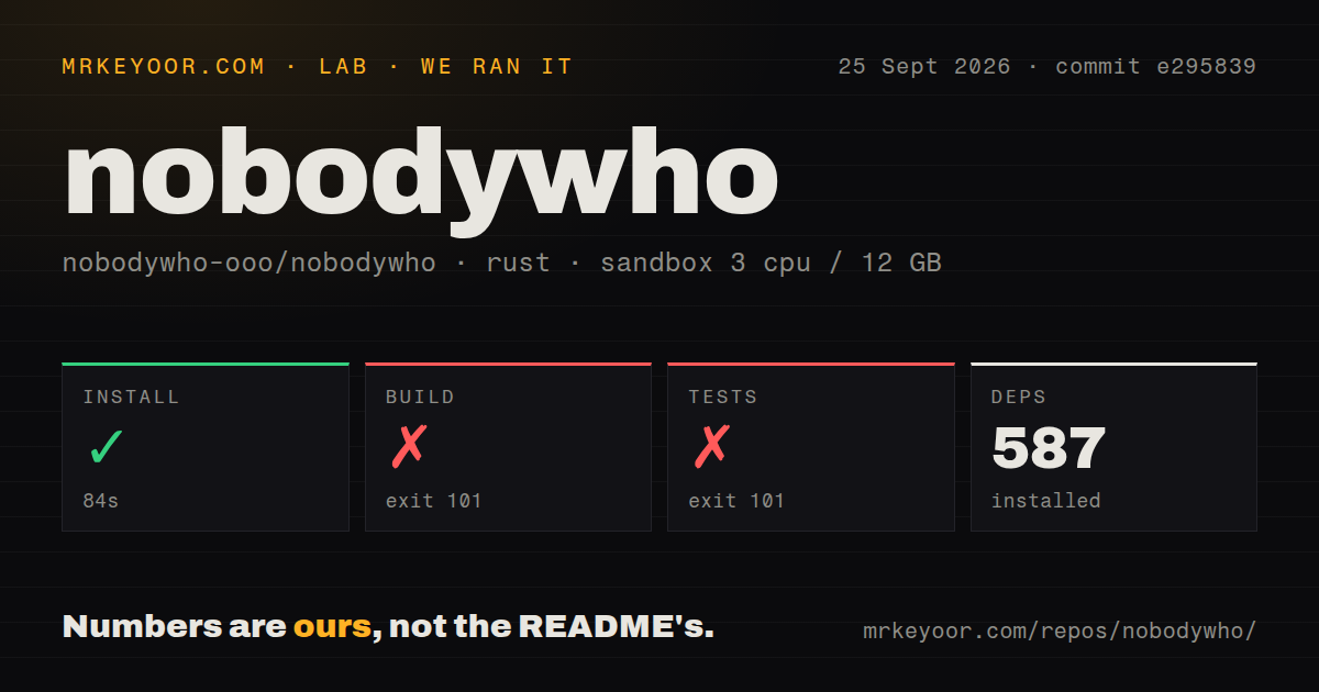 Lab card: what happened when we ran nobodywho