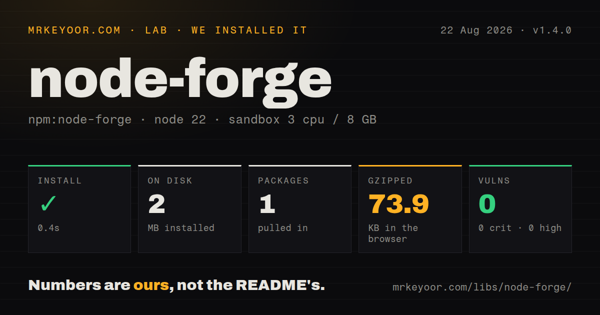 Lab card: what happened when we installed node-forge