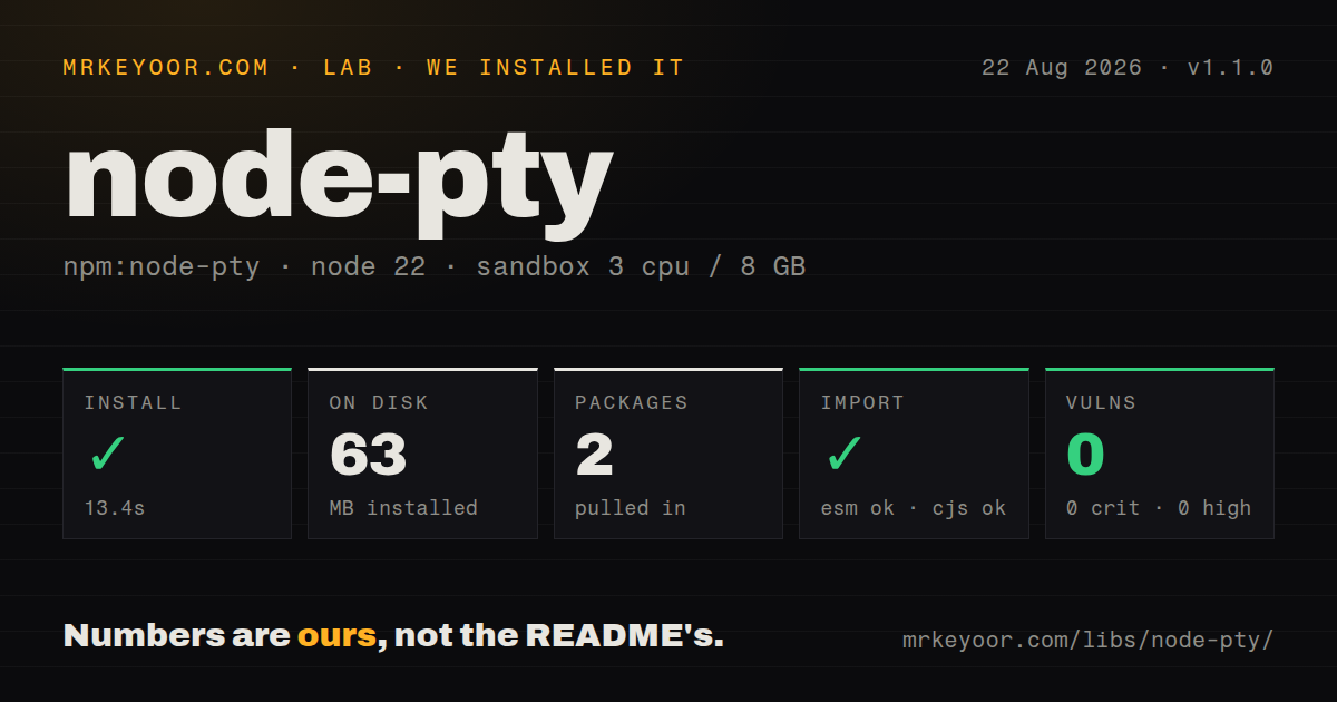 Lab card: what happened when we installed node-pty