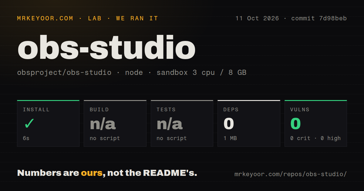 Lab card: what happened when we ran obs-studio