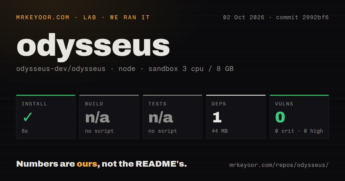 Lab card: what happened when we ran odysseus