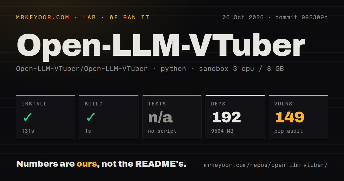 Lab card: what happened when we ran Open-LLM-VTuber