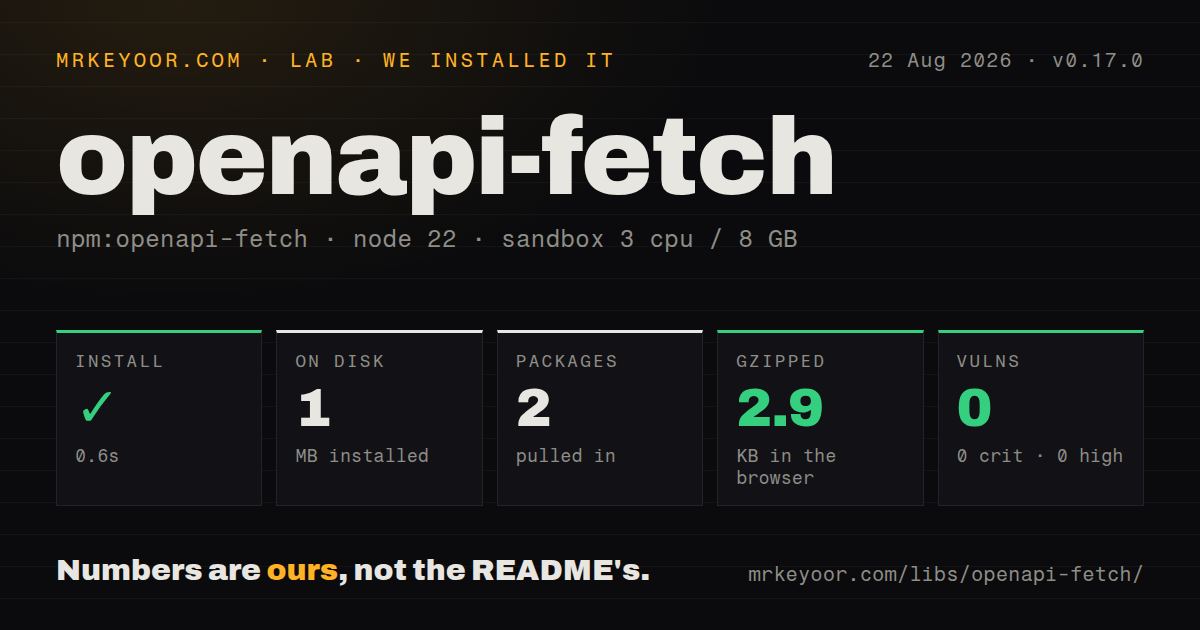 Lab card: what happened when we installed openapi-fetch