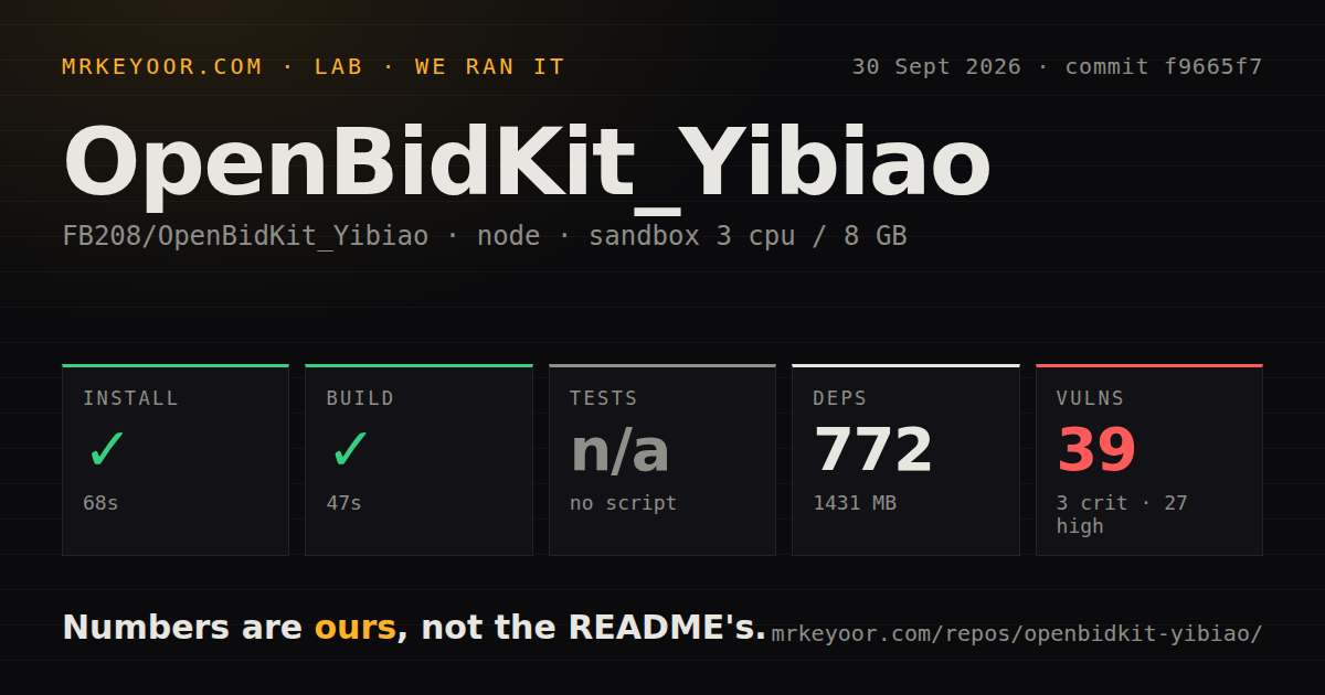 Lab card: what happened when we ran OpenBidKit_Yibiao