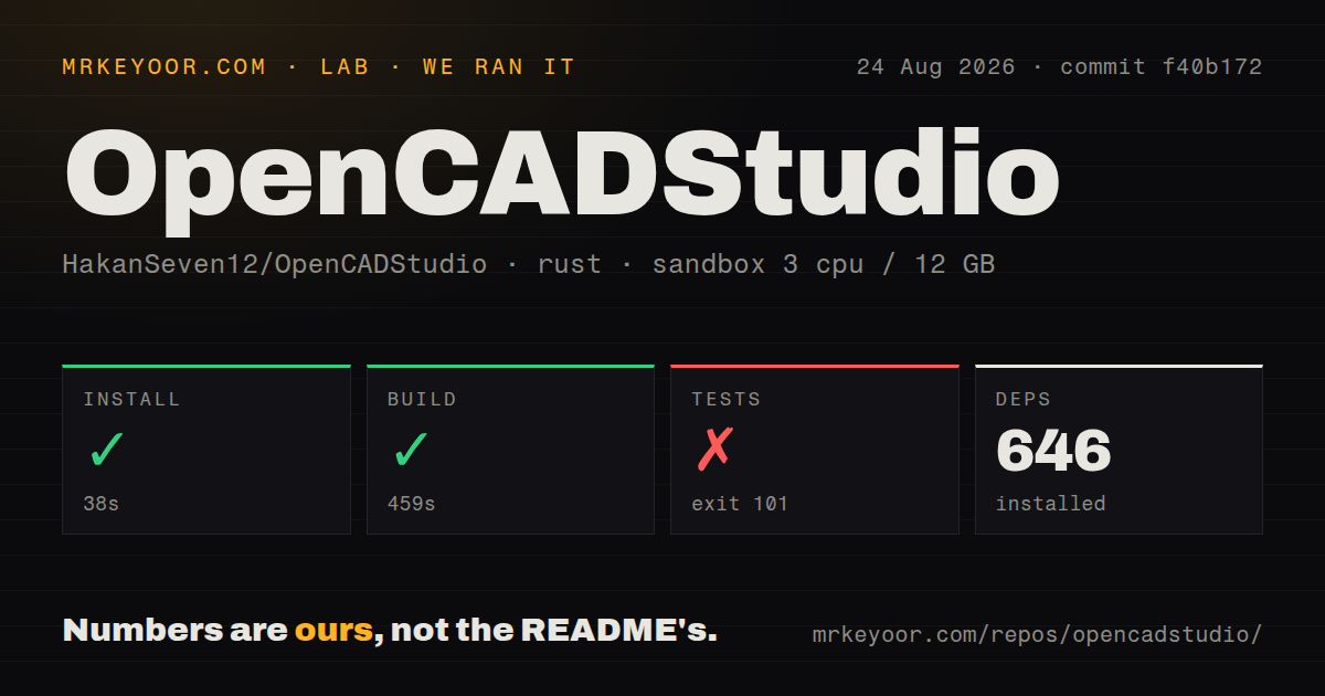 Lab card: what happened when we ran OpenCADStudio