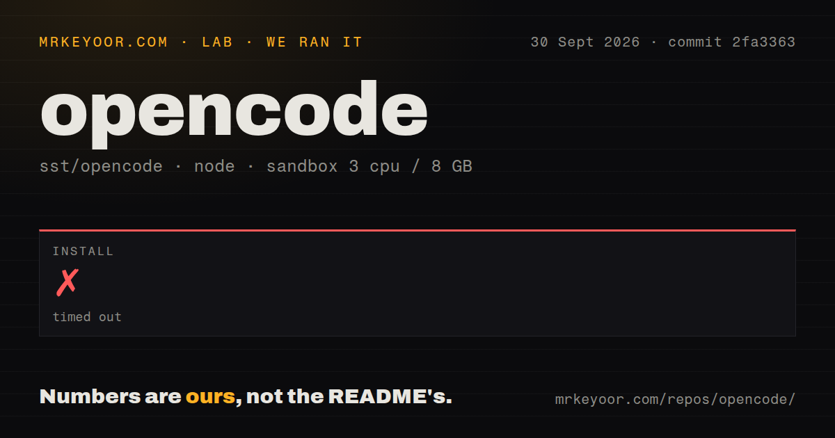 Lab card: what happened when we ran opencode