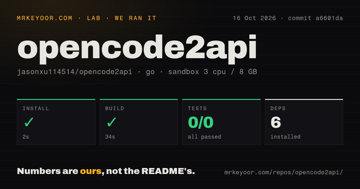 Lab card: what happened when we ran opencode2api