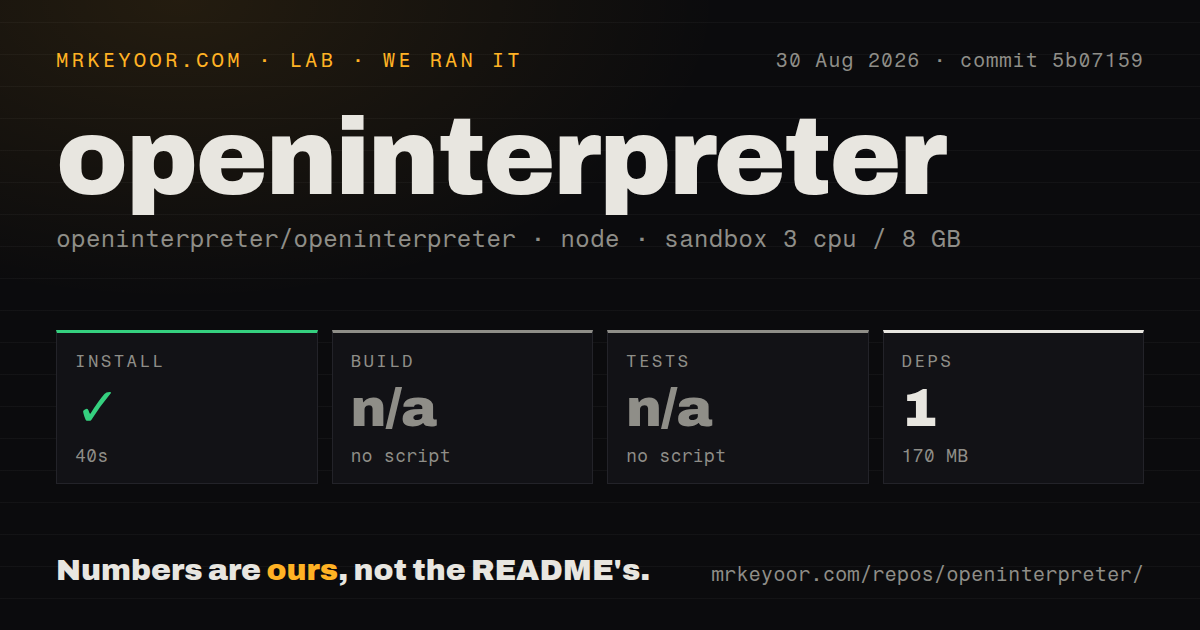 Lab card: what happened when we ran openinterpreter