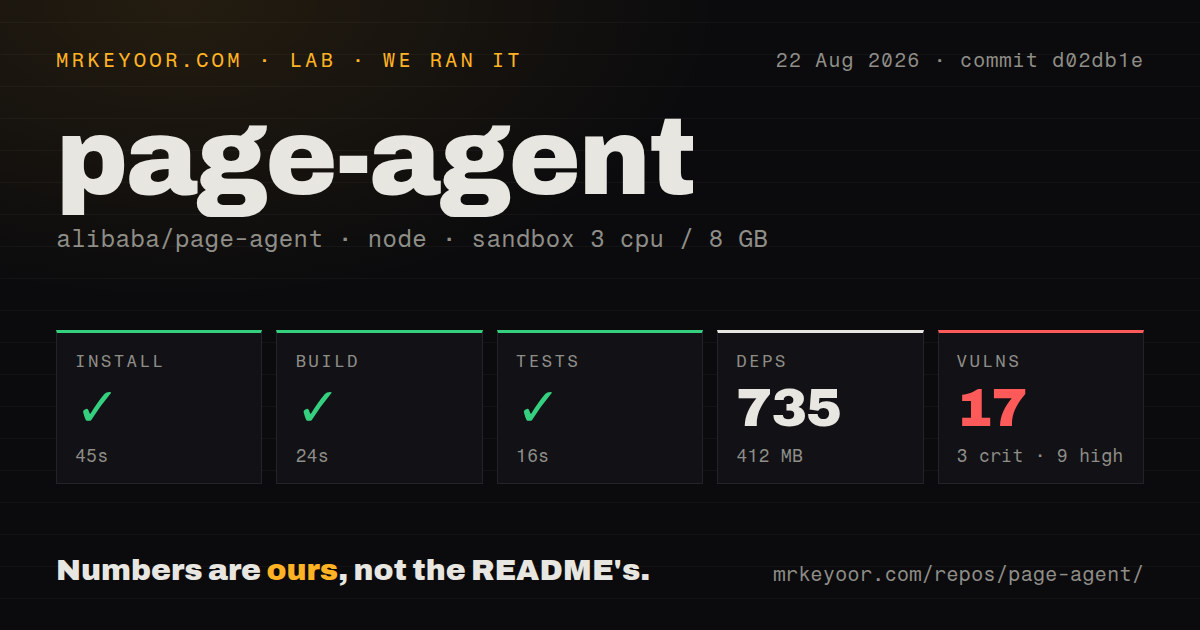 Lab card: what happened when we ran page-agent