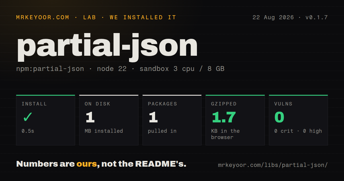 Lab card: what happened when we installed partial-json