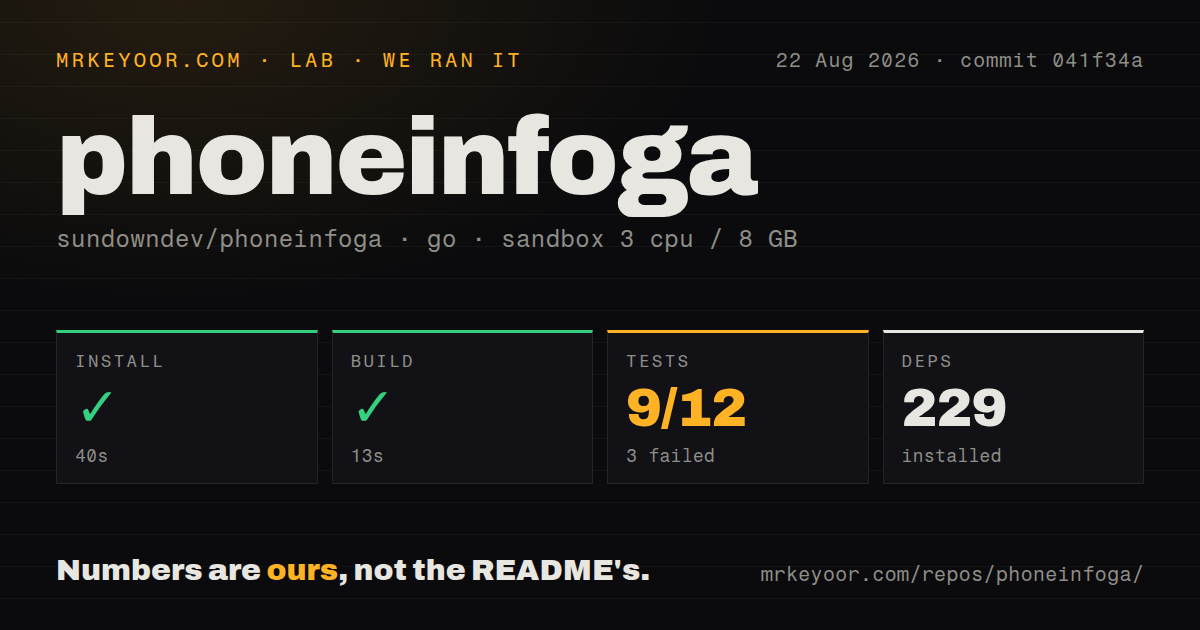 Lab card: what happened when we ran phoneinfoga