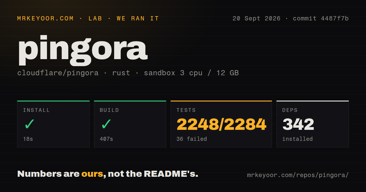 Lab card: what happened when we ran pingora
