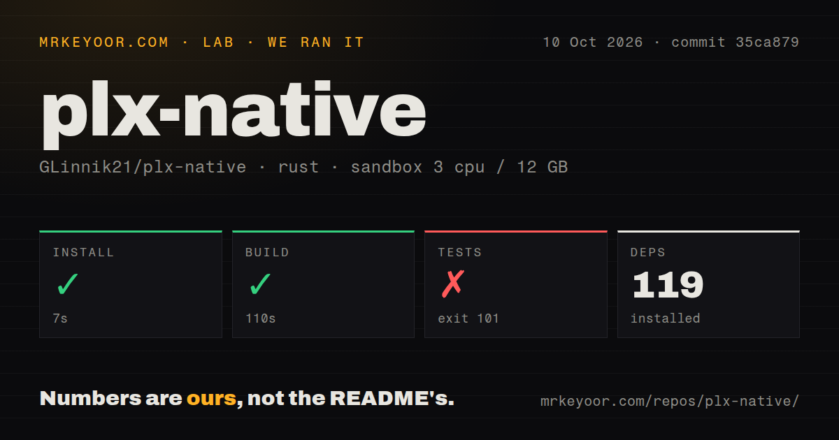 Lab card: what happened when we ran plx-native