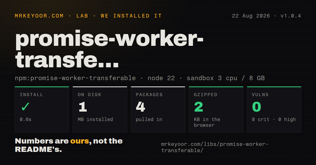 Lab card: what happened when we installed promise-worker-transferable