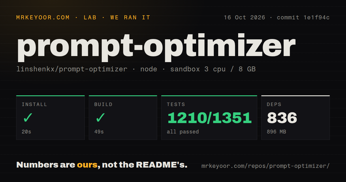 Lab card: what happened when we ran prompt-optimizer
