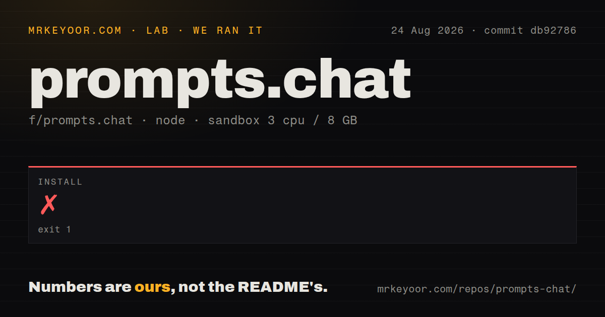 Lab card: what happened when we ran prompts.chat