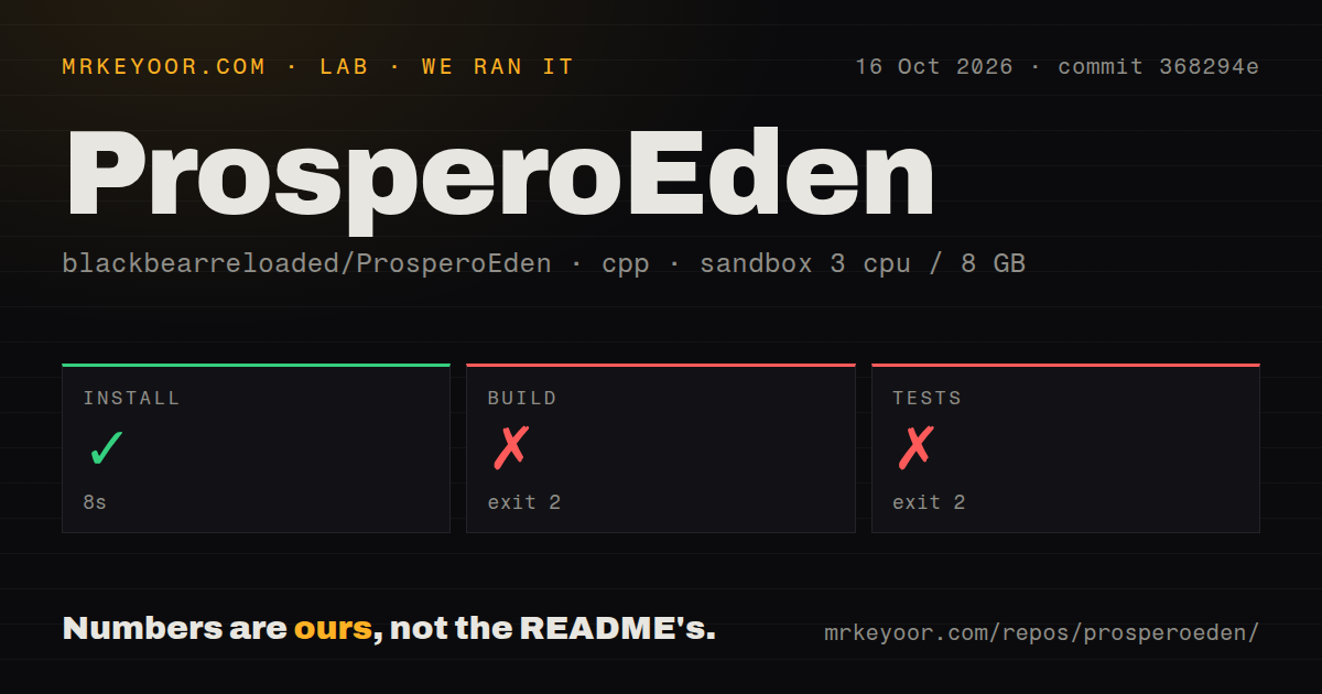 Lab card: what happened when we ran ProsperoEden