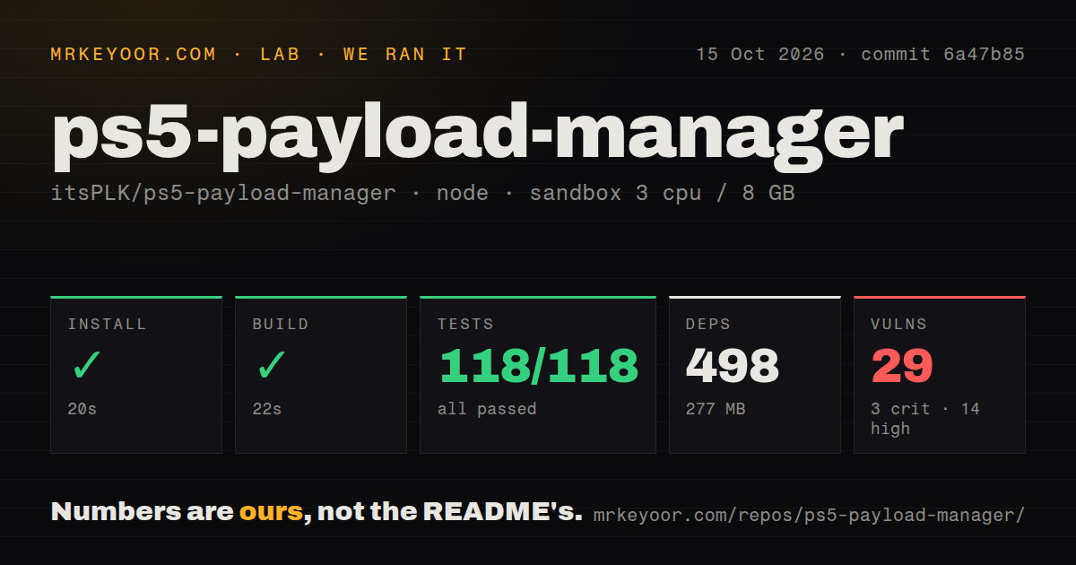 Lab card: what happened when we ran ps5-payload-manager