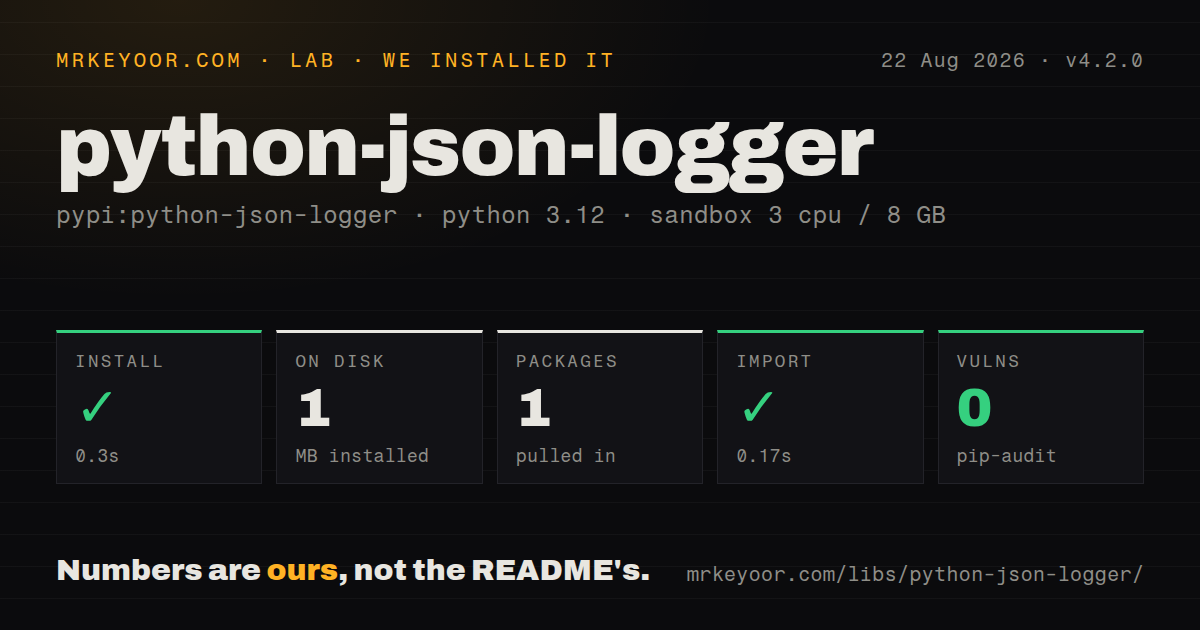 Lab card: what happened when we installed python-json-logger