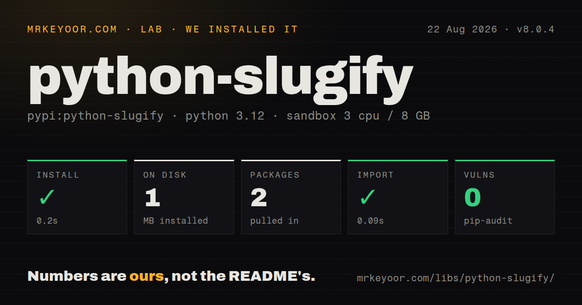 Lab card: what happened when we installed python-slugify