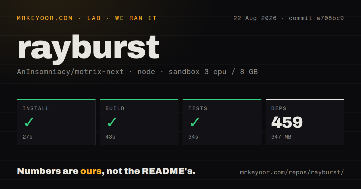 Lab card: what happened when we ran rayburst
