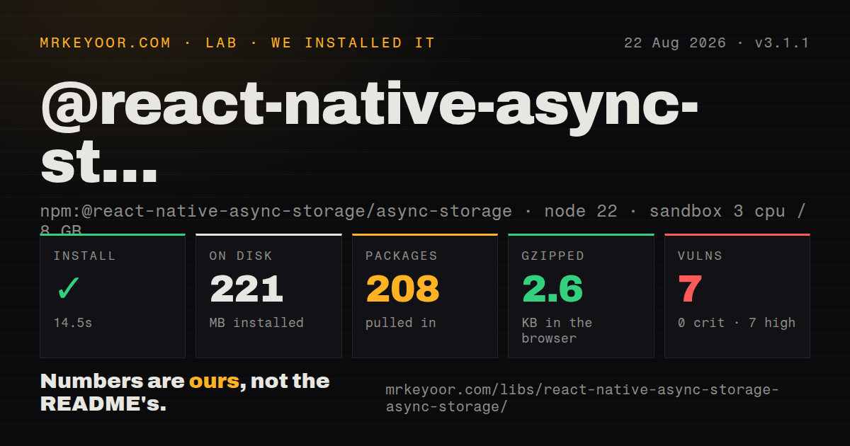 Lab card: what happened when we installed @react-native-async-storage/async-storage