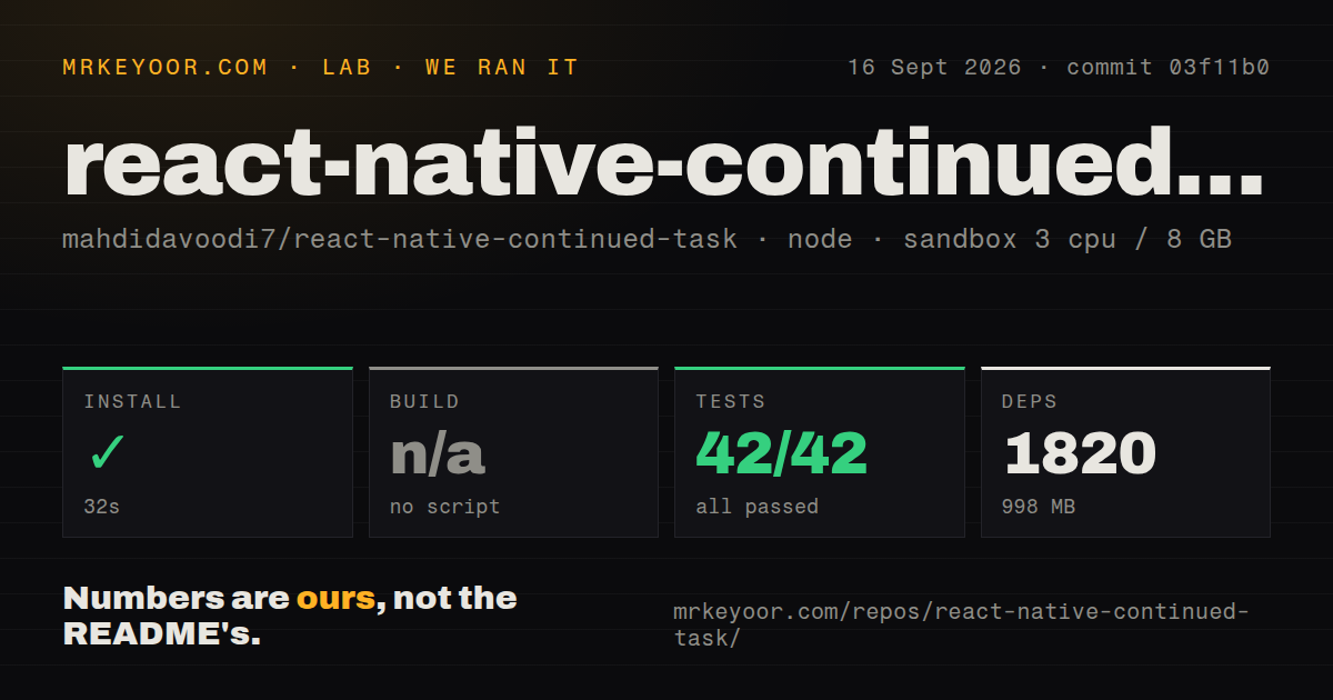 Lab card: what happened when we ran react-native-continued-task