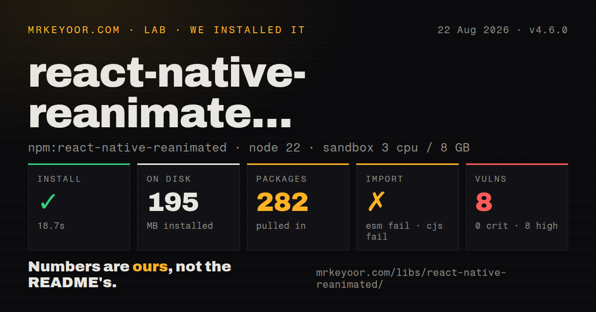 Lab card: what happened when we installed react-native-reanimated