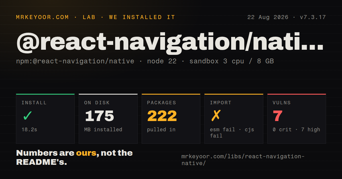 Lab card: what happened when we installed @react-navigation/native