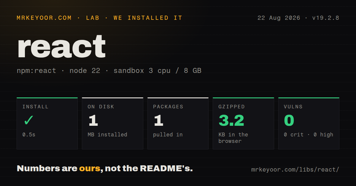 Lab card: what happened when we installed react