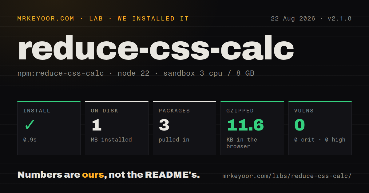 Lab card: what happened when we installed reduce-css-calc