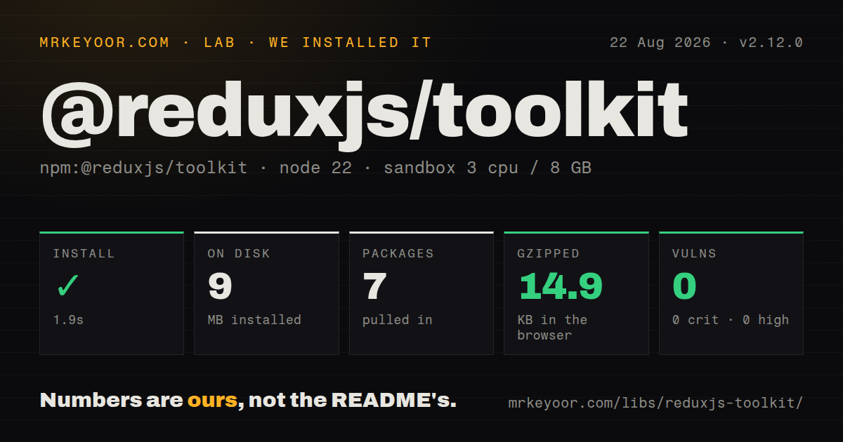 Lab card: what happened when we installed @reduxjs/toolkit