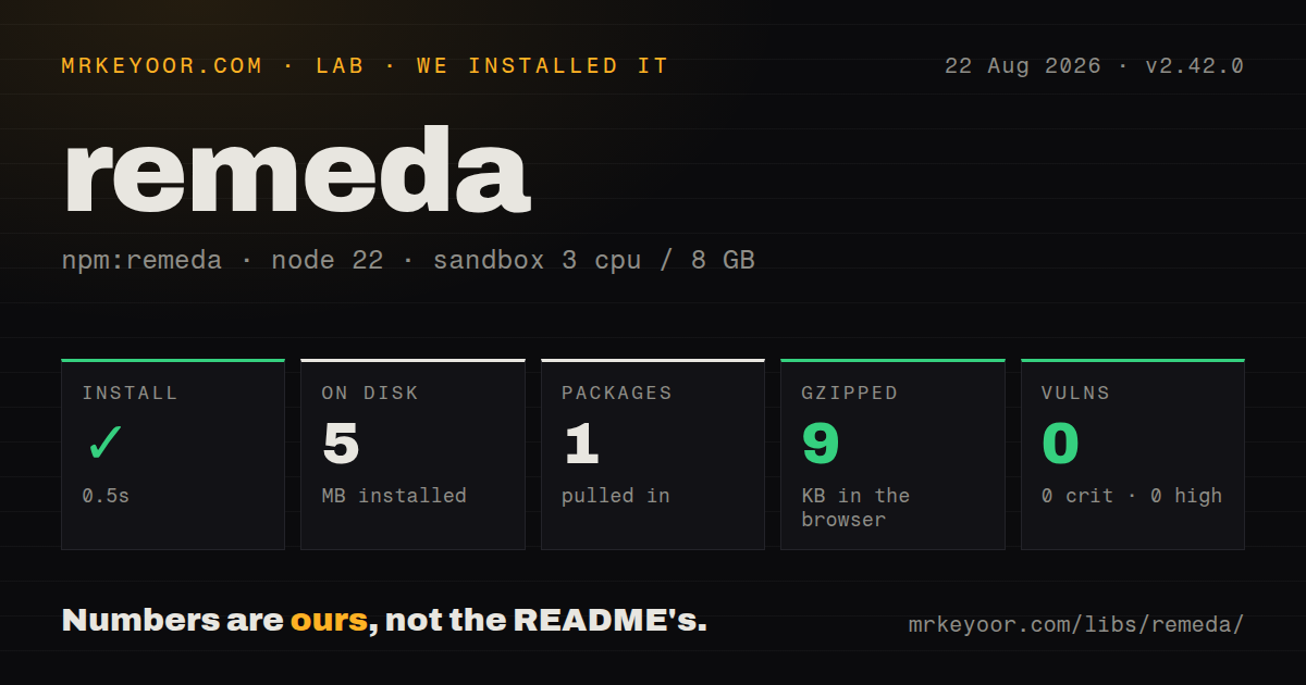 Lab card: what happened when we installed remeda