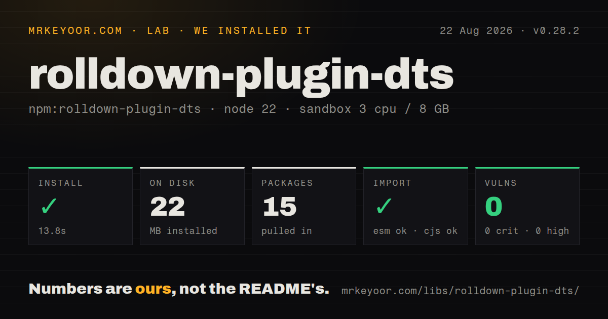 Lab card: what happened when we installed rolldown-plugin-dts