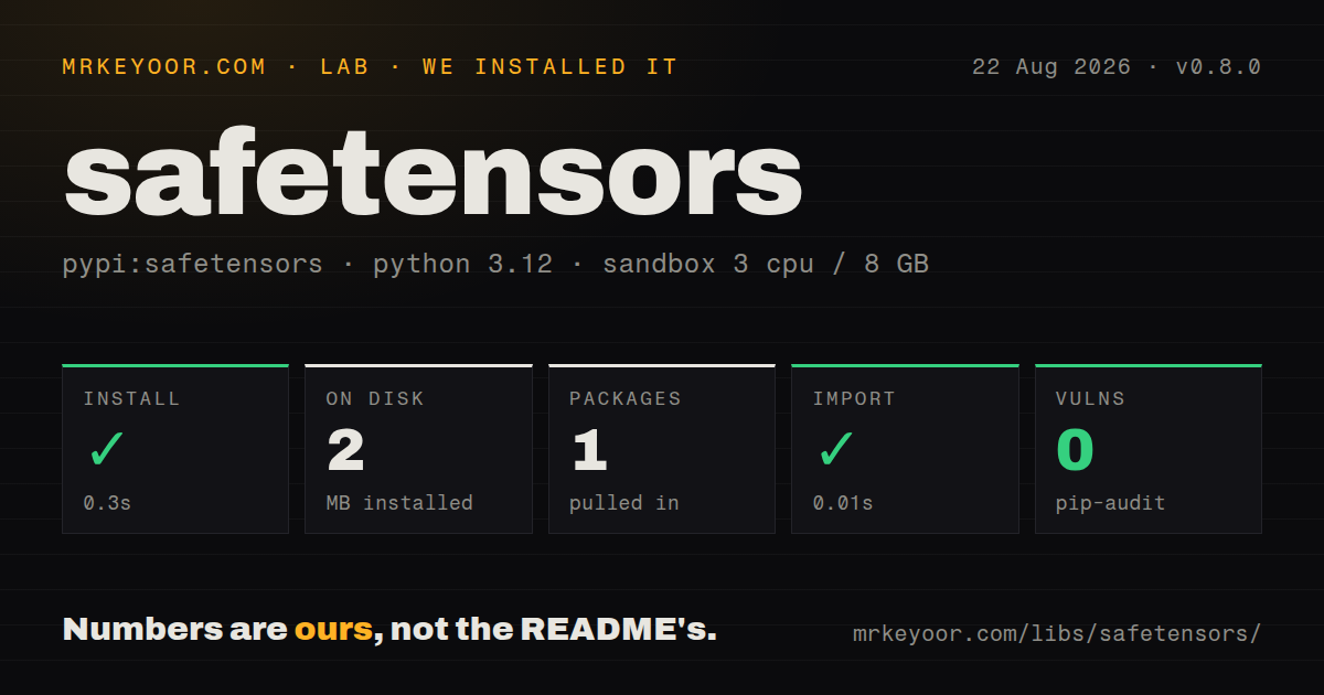 Lab card: what happened when we installed safetensors