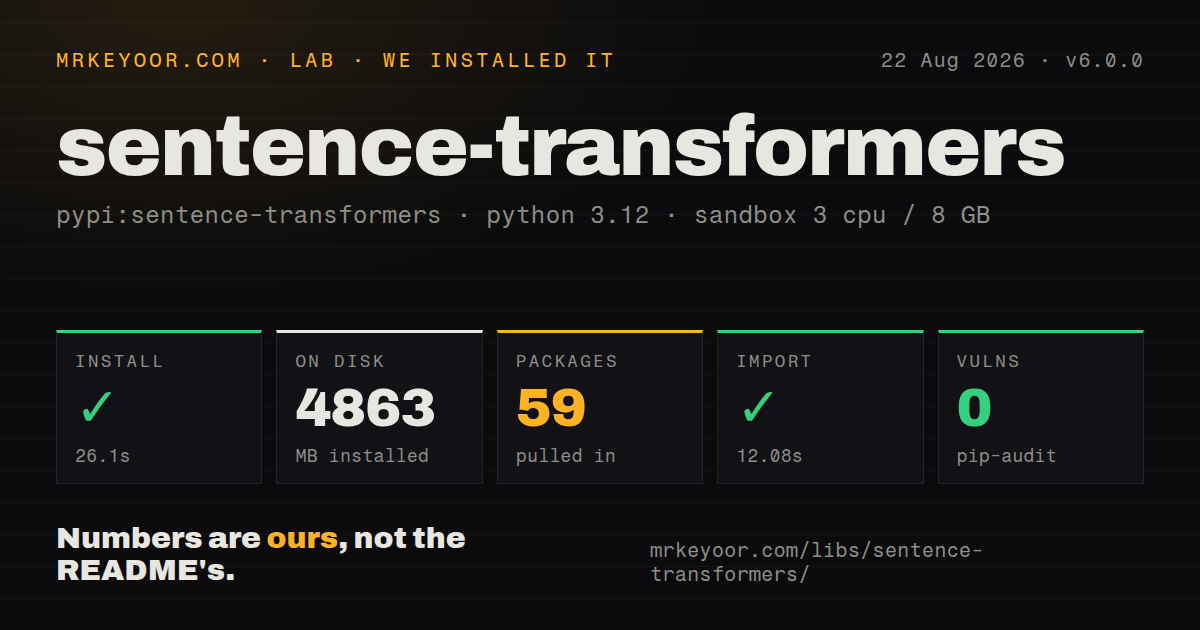 Lab card: what happened when we installed sentence-transformers