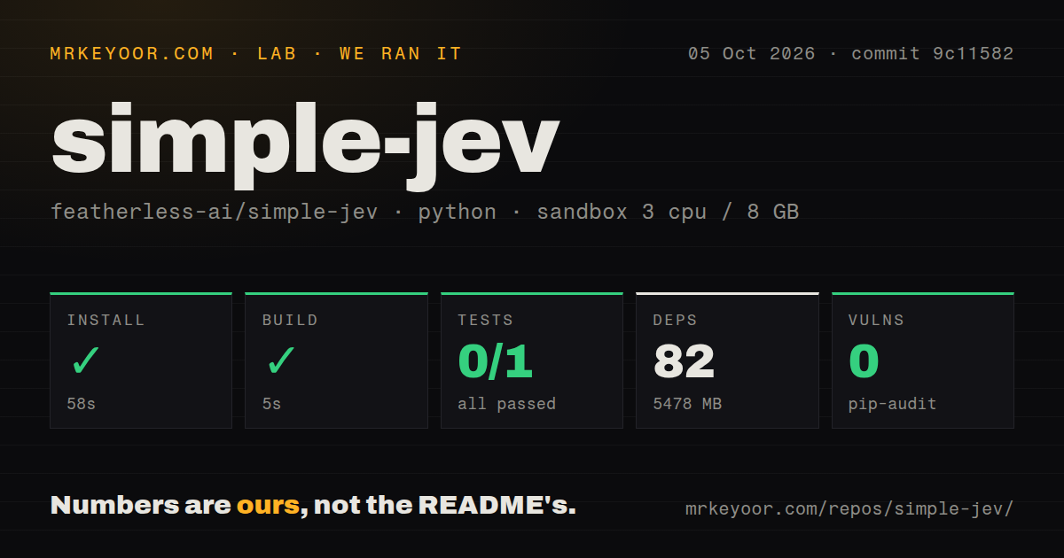 Lab card: what happened when we ran simple-jev