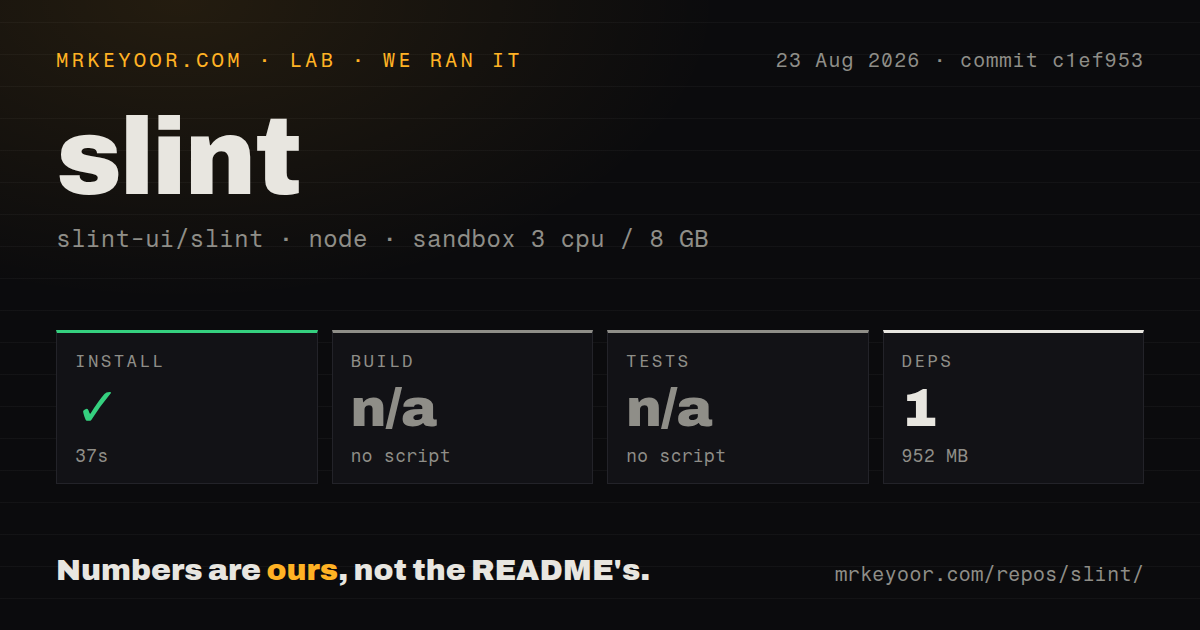 Lab card: what happened when we ran slint