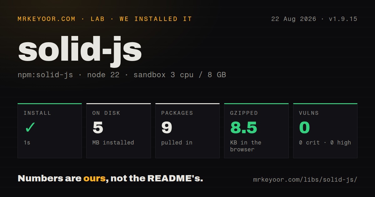 Lab card: what happened when we installed solid-js
