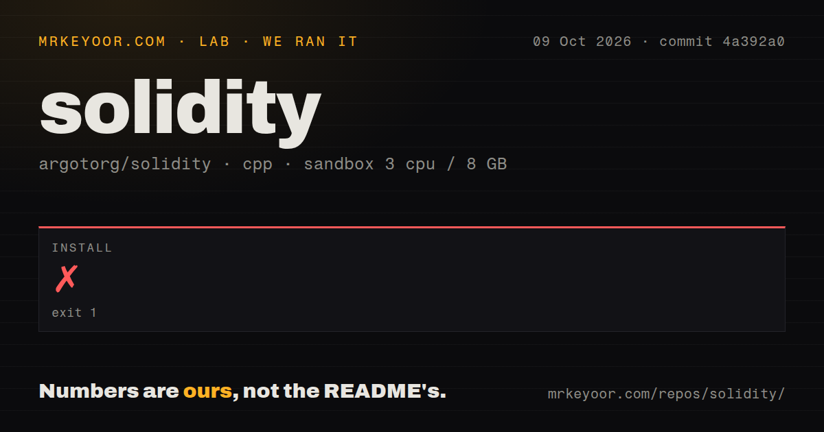 Lab card: what happened when we ran solidity