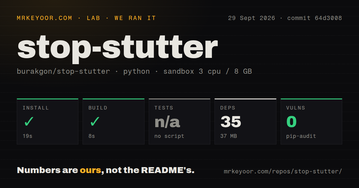 Lab card: what happened when we ran stop-stutter