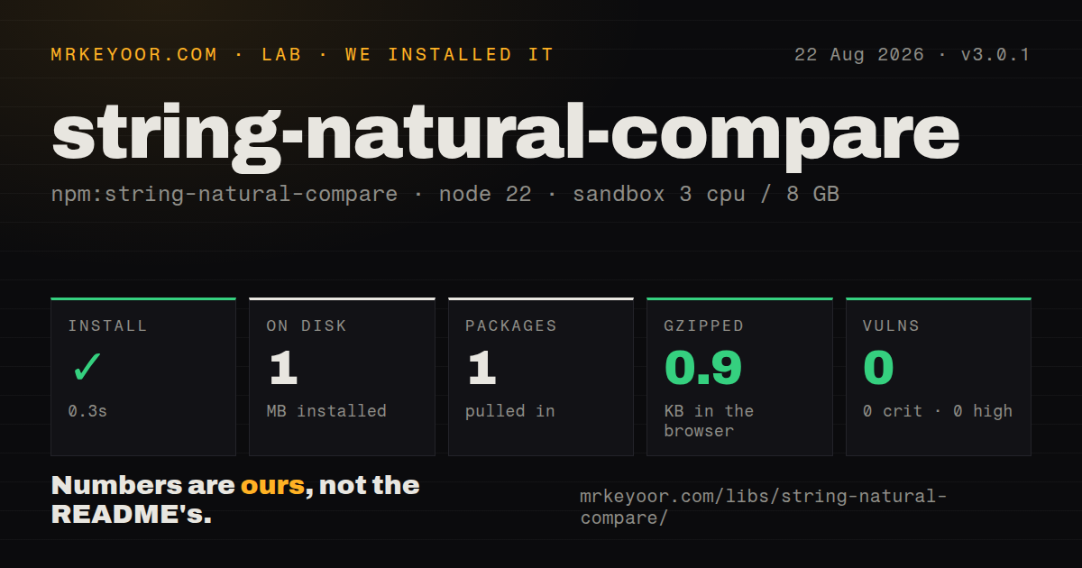 Lab card: what happened when we installed string-natural-compare