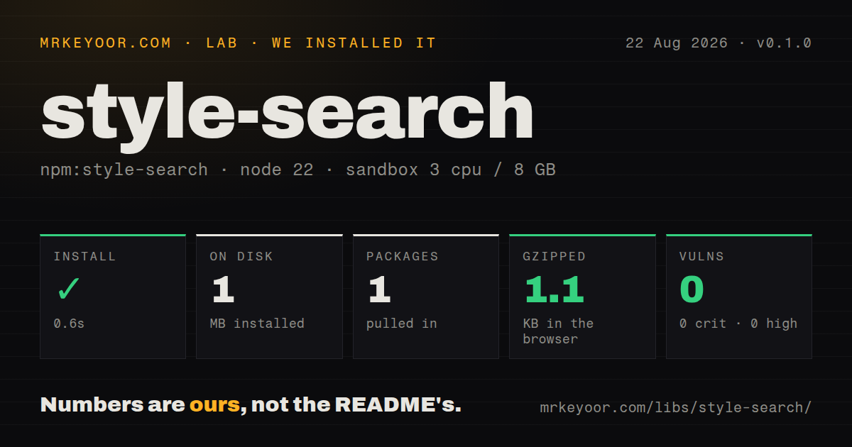 Lab card: what happened when we installed style-search