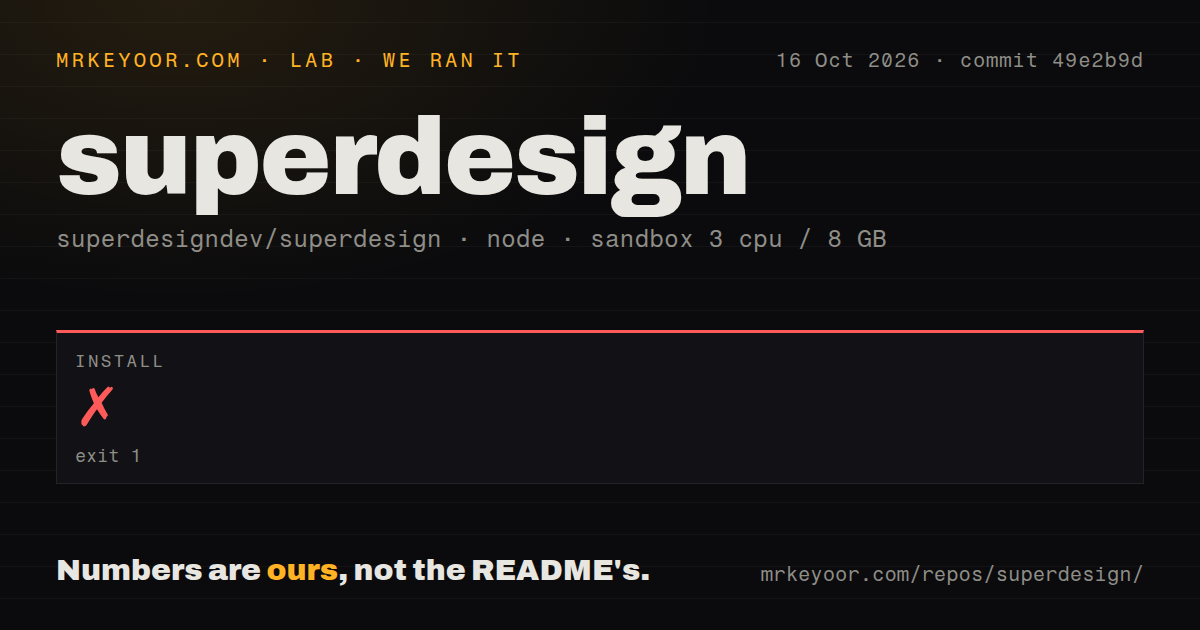 Lab card: what happened when we ran superdesign