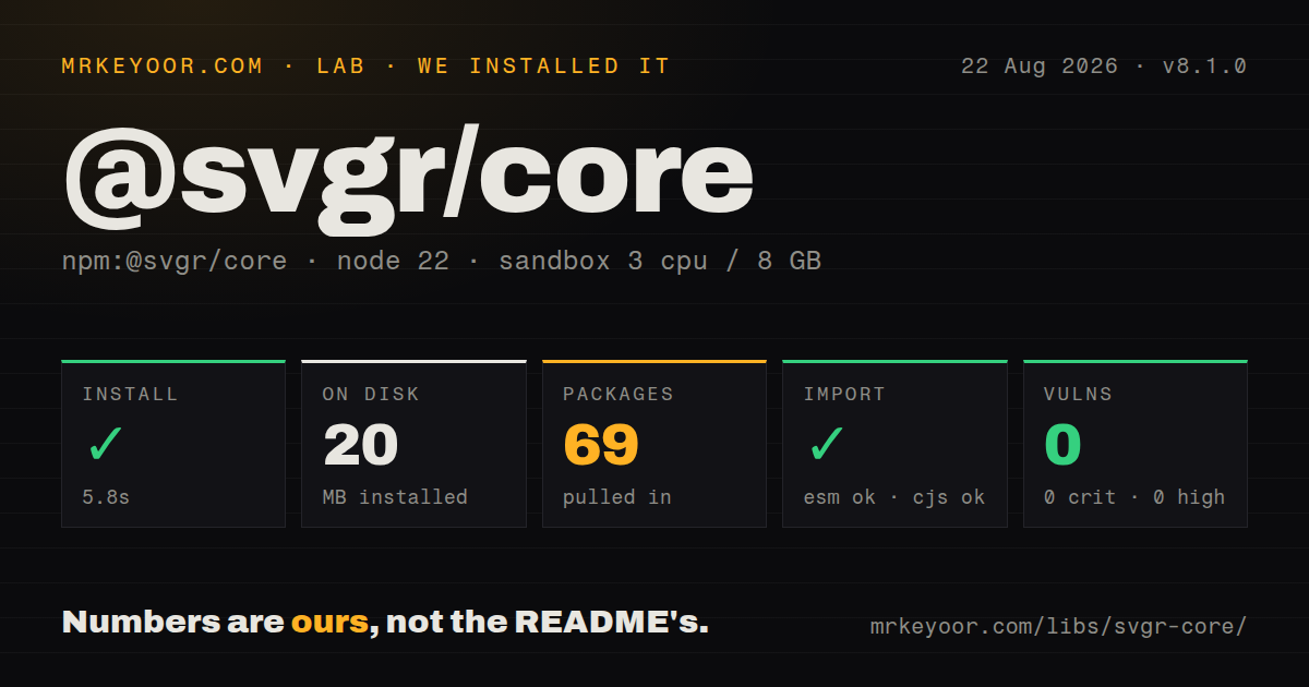 Lab card: what happened when we installed @svgr/core