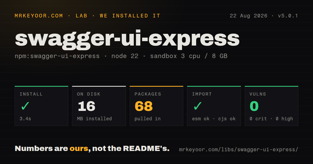 Lab card: what happened when we installed swagger-ui-express