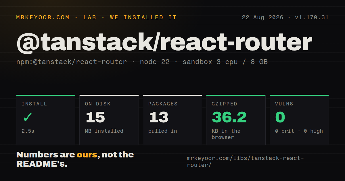 Lab card: what happened when we installed @tanstack/react-router