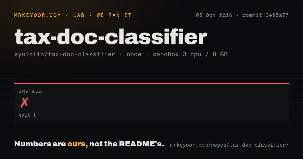 Lab card: what happened when we ran tax-doc-classifier