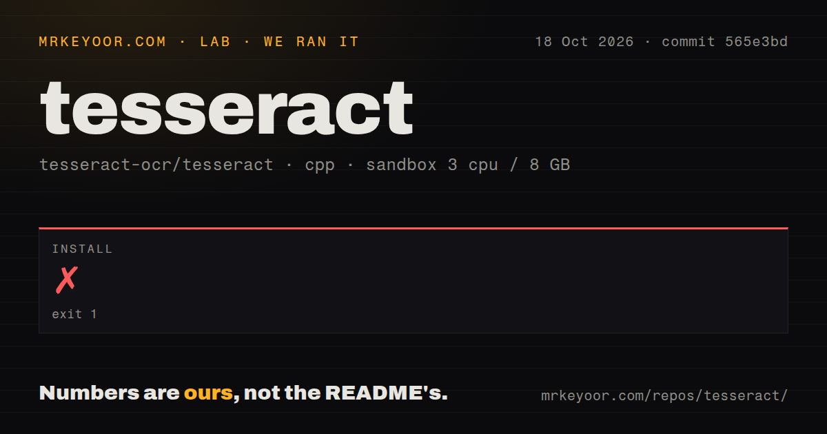 Lab card: what happened when we ran tesseract